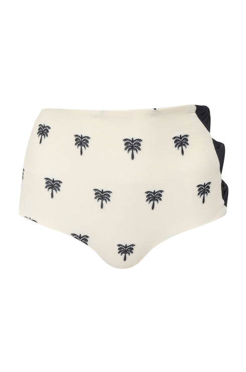 Tejada Embroidered Bottom / Ivory - Black Polka Palms